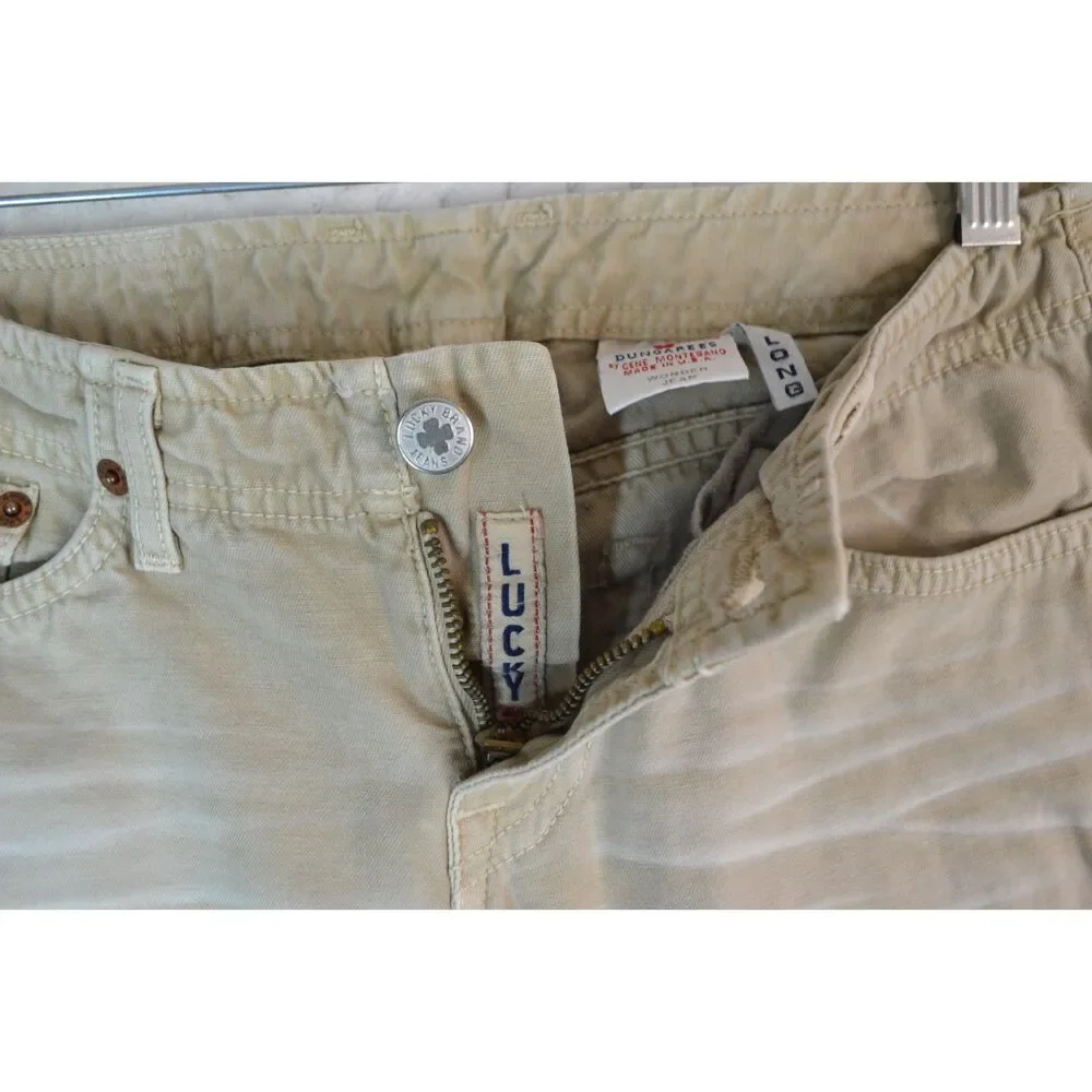 Lucky Brand Dungarees Wonder Jeans Women's 0/25 Long Length Tan Distressed Jeans